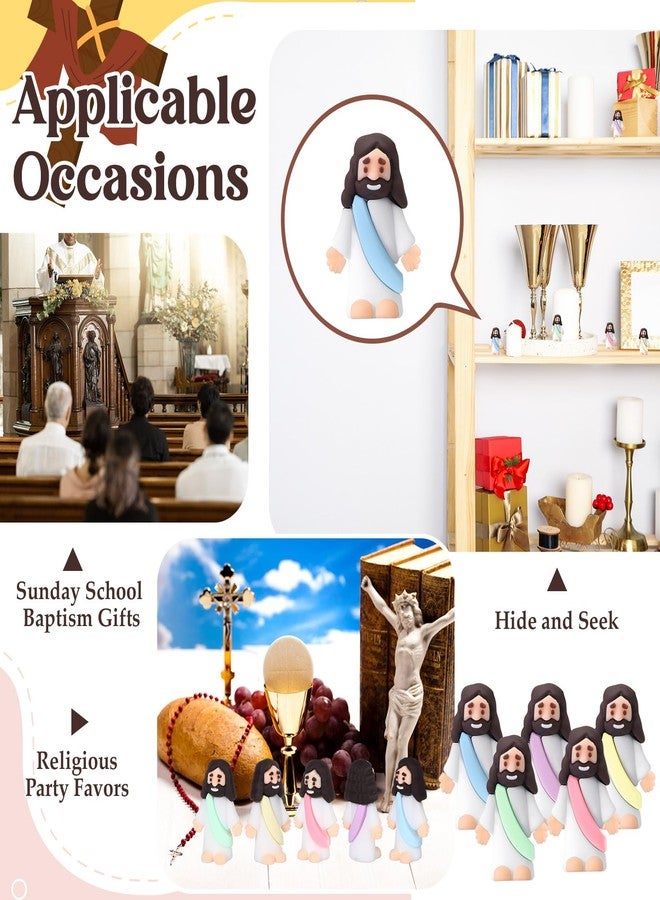 Bememo 25 Pcs Little Jesus Figures Original Design Mini Rubber Jesus Toys to Hide and Seek Religious Party Favors Sunday School Baptism Gifts (Macaron Color) - Image 4