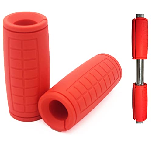 yuhqc Weight Bar Grips Fit Standard Barbell, Dumbell Handles, Thick Bar Training Adapter for Weightlifting & Cable Attachments Fitness Training Rope Grips for Body Arm Forearm Builder Strength(Red) - Image 1