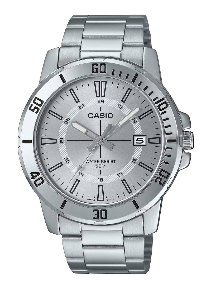 CASIO Men's Quartz Analog White Dial Stainless Steel Watch MTP-VD01D-7CVUDF - Image 1