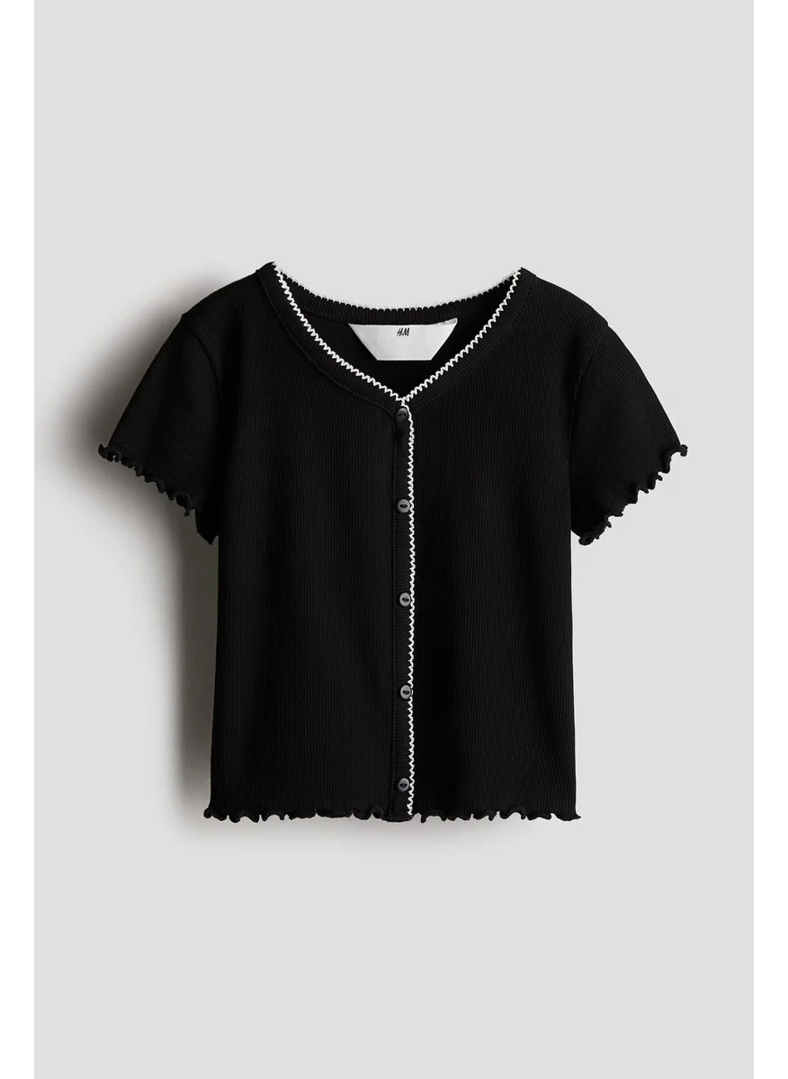 H&M Ribbed Cotton T-Shirt