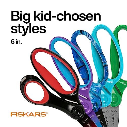 Fiskars 6" SoftGrip Big Kids Scissors for Ages 8-11 - Scissors for School or Crafting -Back to School Supplies - Color May Vary - Image 3
