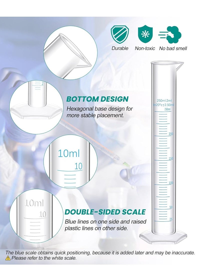 23 Pcs Plastic Graduated Cylinders and Beakers, Pipettes Set, Include 7 Pcs 1025501002505001000ml Cylinders 9 Pcs 501002503005001000ml Beakers 5 Pipettes and 2 Brush for Science Lab - Image 5