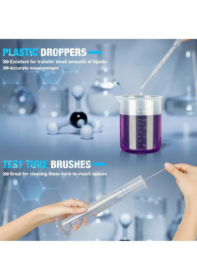 23 Pcs Plastic Graduated Cylinders and Beakers, Pipettes Set, Include 7 Pcs 1025501002505001000ml Cylinders 9 Pcs 501002503005001000ml Beakers 5 Pipettes and 2 Brush for Science Lab - Image 4