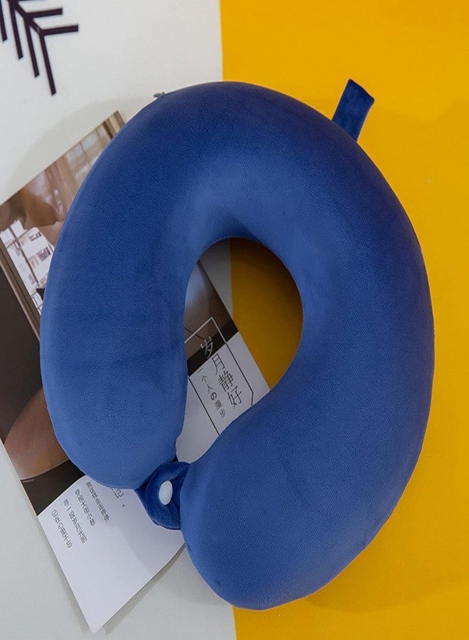 AVSHUB Neck Pillow for Traveling, Upgraded Travel Neck Pillow for Airplane 100 Percentage Pure Memory Foam Travel Pillow for Flight Headrest Sleep, Portable Plane Accessories (Blue) - Image 3