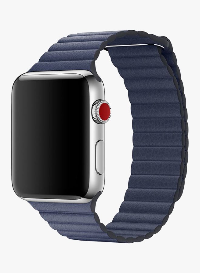 Smart Band Leather Replacement Band For Apple Watch 44mm Blue - Image 2