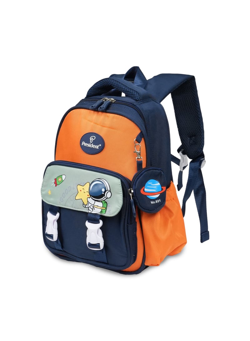 PRESIDENT School Backpack with Small item pouch Waterproof Book Bag with Compartments for Elementary School Kids' School Bag With Large Capacity 12" (SCP2502) BLACK - Image 2