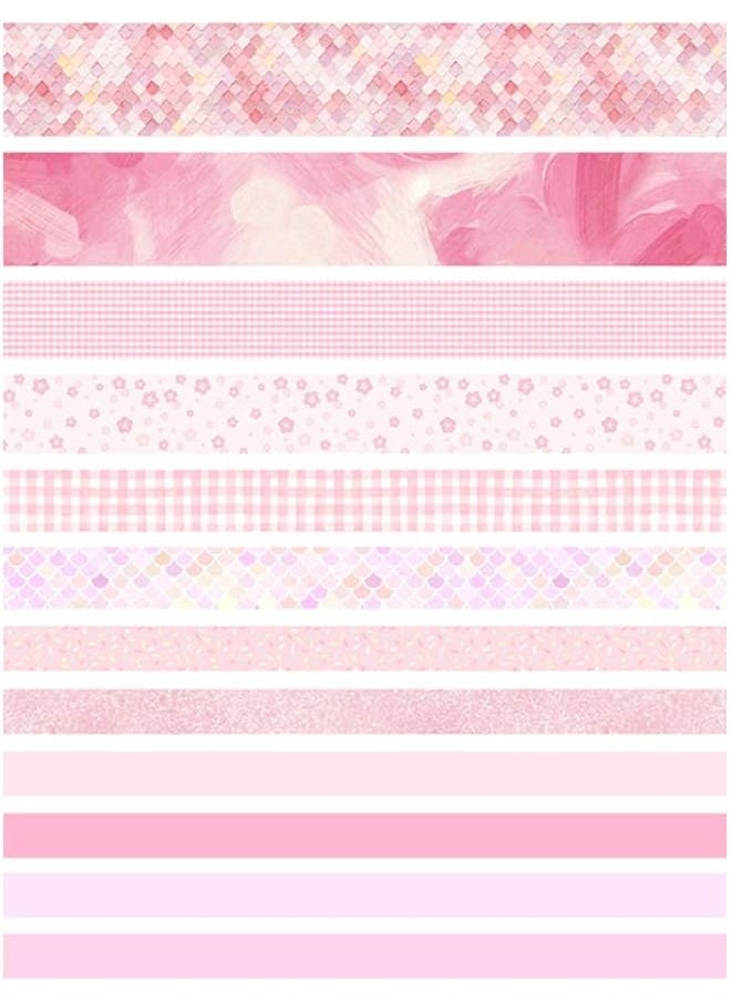 erorex - 12 Rolls Washi Tape Set Modern Arts Decorative Tapes Gray Pink Blue Masking Tape Sets For Craft Kids Scrapbook Diy Gift Wrapping Cherry Party - Image 1