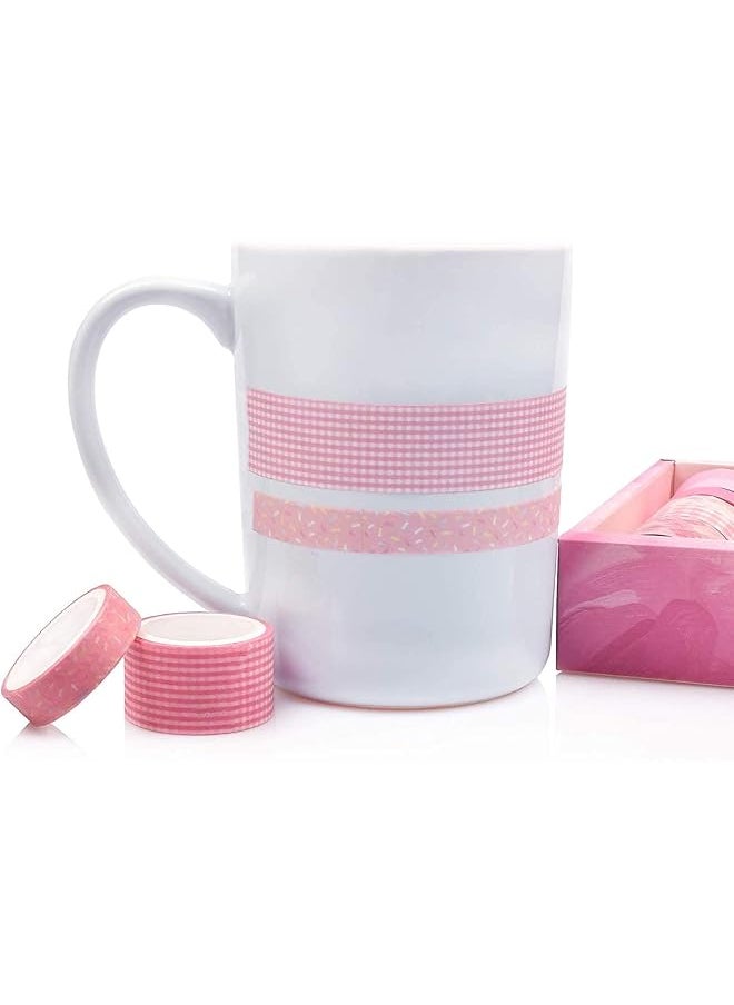 erorex - 12 Rolls Washi Tape Set Modern Arts Decorative Tapes Gray Pink Blue Masking Tape Sets For Craft Kids Scrapbook Diy Gift Wrapping Cherry Party - Image 1