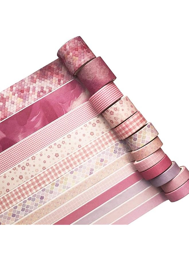 erorex - 12 Rolls Washi Tape Set Modern Arts Decorative Tapes Gray Pink Blue Masking Tape Sets For Craft Kids Scrapbook Diy Gift Wrapping Cherry Party - Image 1