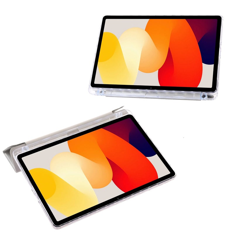 erorex For Xiaomi Redmi Pad Se Clear Acrylic Deformation Leather Tablet Case(Grey) - Image 5