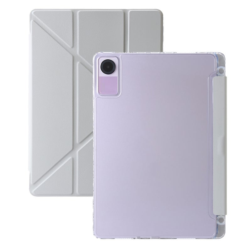 erorex For Xiaomi Redmi Pad Se Clear Acrylic Deformation Leather Tablet Case(Grey) - Image 1