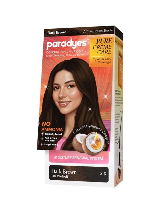 Paradyes Pure Creme Care No Ammonia Hair Color Dark Brown 3.0 - Image 1