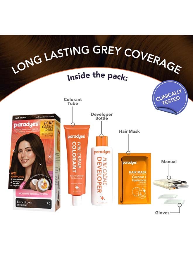 Paradyes Pure Creme Care No Ammonia Hair Color Dark Brown 3.0 - Image 4