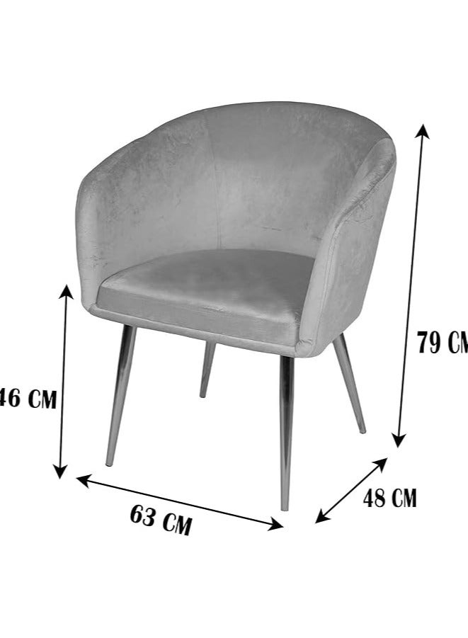 Poppins Home Poppins HOME Velvet and Metal Leg Visitors Chair Dining Chair Gold Legs Velvet Round Shape Living Room BIG SIZE (Blue)  - Image 3