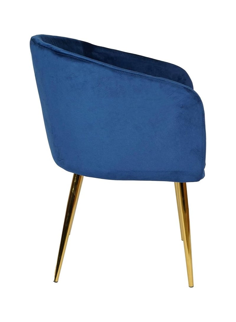 Poppins Home Poppins HOME Velvet and Metal Leg Visitors Chair Dining Chair Gold Legs Velvet Round Shape Living Room BIG SIZE (Blue)  - Image 2