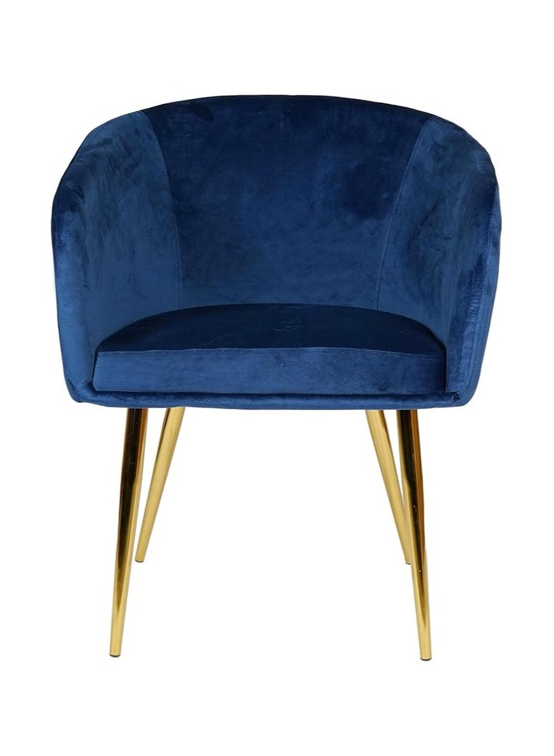 Poppins Home Poppins HOME Velvet and Metal Leg Visitors Chair Dining Chair Gold Legs Velvet Round Shape Living Room BIG SIZE (Blue)  - Image 4