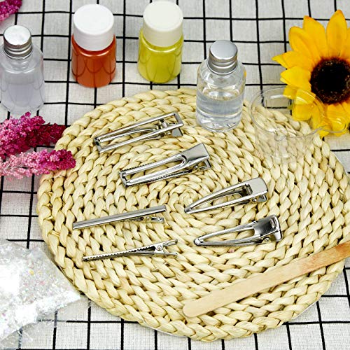 Bskifnn 60PCS Hair Clips for Silicone Resin Molds, DIY Hair Bow Clips Pearl Hairpin Hair Accessories for Girls and Women (Silver) - Image 5