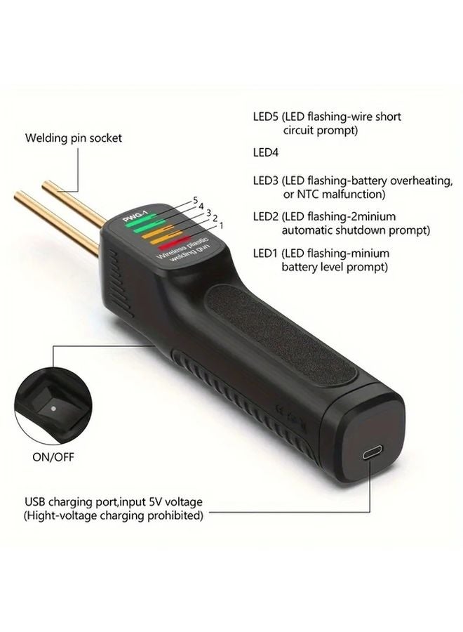 Black Portable Handheld Wireless Plastic Welder USB Rechargeable With 200 Staples - Image 2