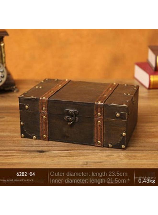 Bluejw Foreign Trade First-hand Supply Hand-made Old Wooden Storage Box To Pack Cosmetics With Lock Wooden Box A Generation - Image 1