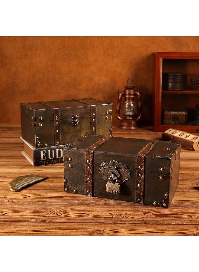 Bluejw Foreign Trade First-hand Supply Hand-made Old Wooden Storage Box To Pack Cosmetics With Lock Wooden Box A Generation - Image 2