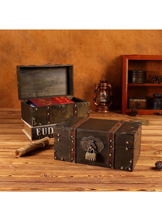 Bluejw Foreign Trade First-hand Supply Hand-made Old Wooden Storage Box To Pack Cosmetics With Lock Wooden Box A Generation - Image 3