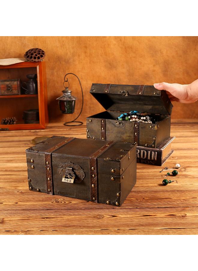 Bluejw Foreign Trade First-hand Supply Hand-made Old Wooden Storage Box To Pack Cosmetics With Lock Wooden Box A Generation - Image 5