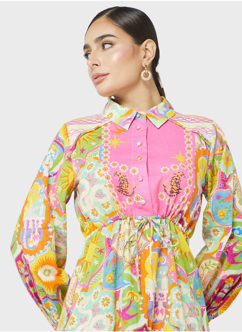 Never fully Dressed - Printed Pleated Dress - Image 1
