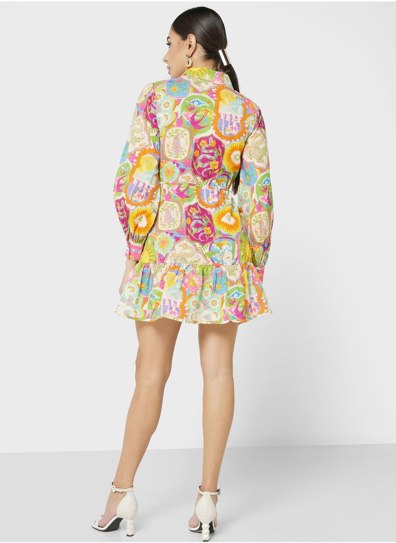 Never fully Dressed - Printed Pleated Dress - Image 1