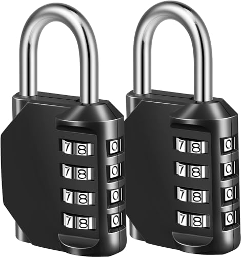 Fayleeko Combination Lock 4 Digit Padlock for School Gym Sports Locker Fence Toolbox Case Hasp Cabinet Storage 2 Pack Black