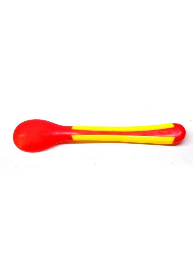 The Little Lookers - Tip Heat Sensitive Silicone Feeding Spoons Set ; Temperature Sensing Spoons ; Spoon & Fork Set For Baby Kids Toddlers (Red & Yellow Set Of 4) - Image 1