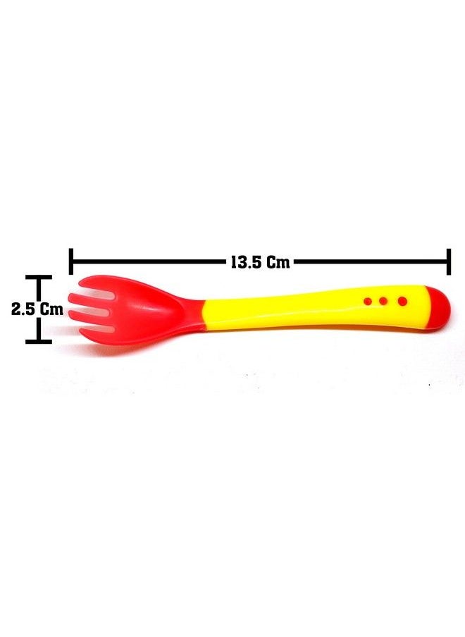 The Little Lookers Tip Heat Sensitive Silicone Feeding Spoons Set ; Temperature Sensing Spoons ; Spoon & Fork Set For Baby Kids Toddlers (Red & Yellow Set Of 4)  - Image 5