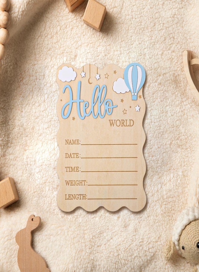 وسيكس لافتة إعلان عن ولادة طفل، لافتة خشبية "مرحباً بالعالم" لحديثي الولادة، وقلم لإعلان الولادة لحفل استقبال الطفل، وحضانة الأطفال حديثي الولادة من الأولاد والبنات (أزرق) - Image 3