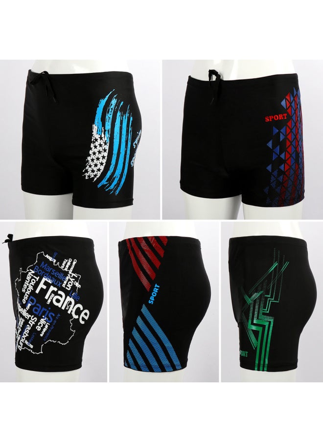 Generic - [Can Be Set LOGO] Men's Swimming Trunks Adult Sports Offset Printing Professional Racing Boxer Beach Swimming Wholesale-Colour:Triangular Red And Blue Pattern 005 Thickened Fabric, Quick Drying And Breathable- - Image 1