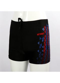 [Can Be Set LOGO] Men's Swimming Trunks Adult Sports Offset Printing Professional Racing Boxer Beach Swimming Wholesale-Colour:Triangular Red And Blue Pattern 005 Thickened Fabric, Quick Drying And Breathable-