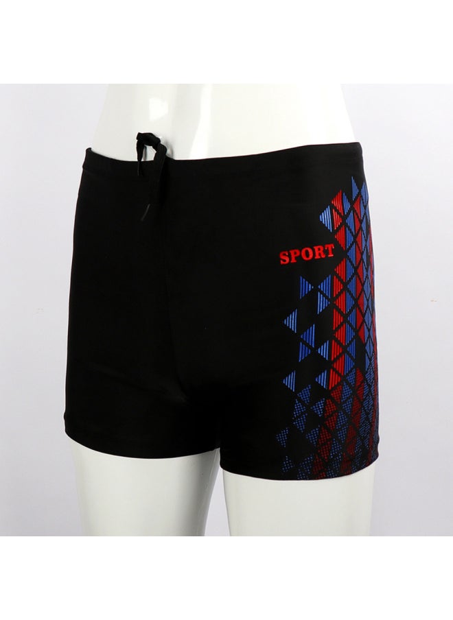 Generic - [Can Be Set LOGO] Men's Swimming Trunks Adult Sports Offset Printing Professional Racing Boxer Beach Swimming Wholesale-Colour:Triangular Red And Blue Pattern 005 Thickened Fabric, Quick Drying And Breathable- - Image 1