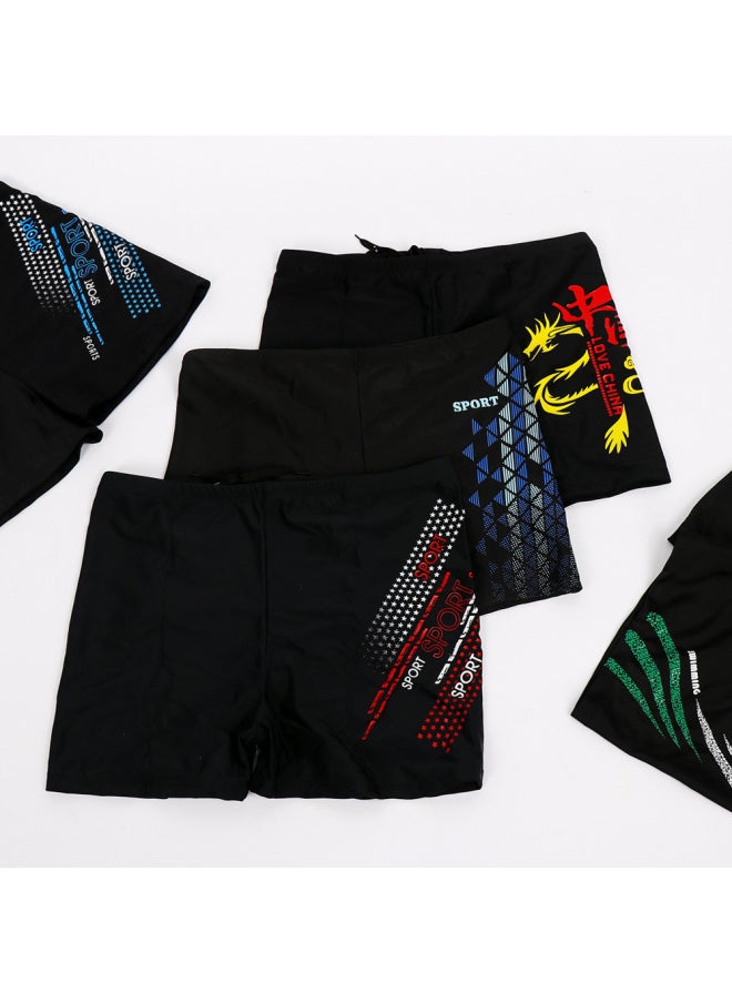 Generic - [Can Be Set LOGO] Men's Swimming Trunks Adult Sports Offset Printing Professional Racing Boxer Beach Swimming Wholesale-Colour:Triangular Red And Blue Pattern 005 Thickened Fabric, Quick Drying And Breathable- - Image 1