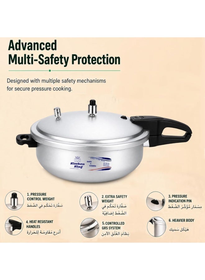 Kitchen King kk Kitchen King 2-in-1 Wok Pressure Cooker, Durable Build, Promotes Healthy Cooking, Heat Resistant Handles, CGRS, Pressure Indication & Control, Heavy Body, Easy Open & Close (11 Liters) - Image 4