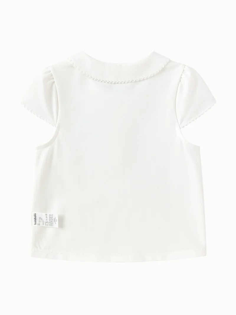 بالابالا Toddler Girls Round v-neck short-sleeved T-shirt