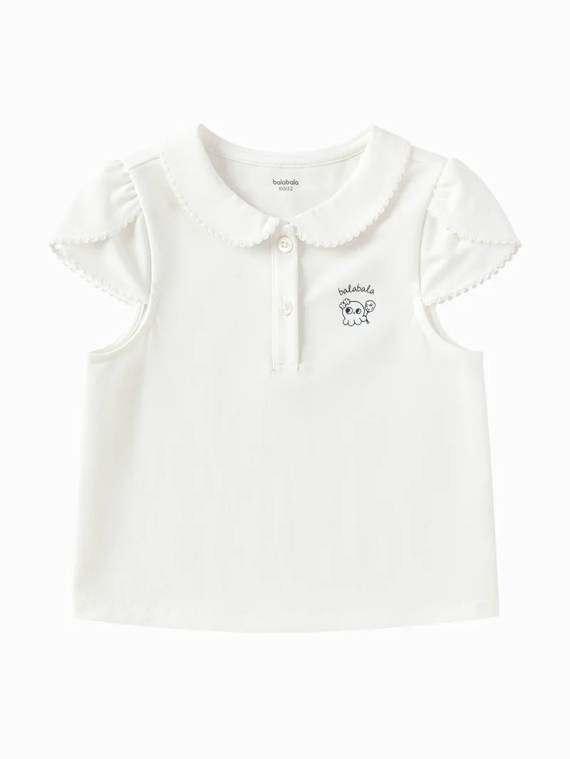 بالابالا Toddler Girls Round v-neck short-sleeved T-shirt