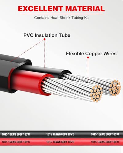 NAOEVO سلك كهربائي NAOEVO 16 قياس 2 موصل، سلك PVC مجدول 16 AWG، جهد منخفض 12V/نحاس مغطى بالقصدير/كابل مرن لتوصيلات السيارات، سلك مصباح، كابل بحري (50 قدم) - Image 2