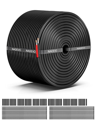 NAOEVO سلك كهربائي NAOEVO 16 قياس 2 موصل، سلك PVC مجدول 16 AWG، جهد منخفض 12V/نحاس مغطى بالقصدير/كابل مرن لتوصيلات السيارات، سلك مصباح، كابل بحري (50 قدم) - Image 1
