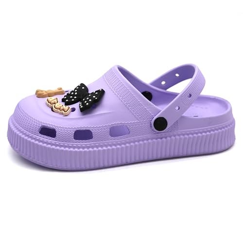 SVAAR Fashionable Comfortable Lightweight Platform Heels Clogs for Women's | Cushioned Footwear | Lightweight Slip-ons | Waterproof Sandals for Women Lavender - Image 4