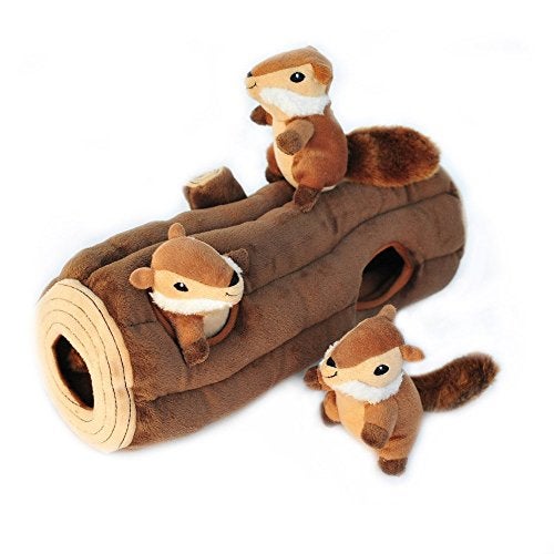 ZippyPaws Burrow Interactive Dog Puppy Toys for Boredom Stimulating Pet Products to Keep them Busy Hide Seek Plush Dog Puzzles Squeaky Toy for Enrichment For Small Medium Dogs Chipmunk Log - Image 1