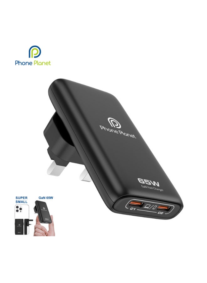 فون بلانيت PP-65W GaN3-UK – شاحن سريع فائق النحافة بقوة 65 واط بتقنية GaN3 مع شحن ذكي - Image 1