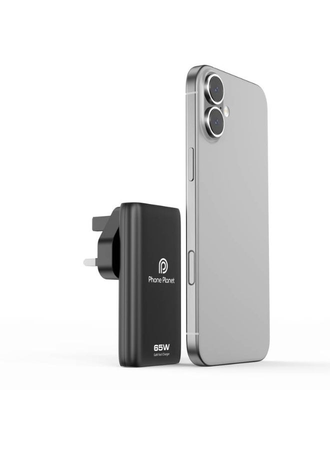 فون بلانيت PP-65W GaN3-UK – شاحن سريع فائق النحافة بقوة 65 واط بتقنية GaN3 مع شحن ذكي - Image 4
