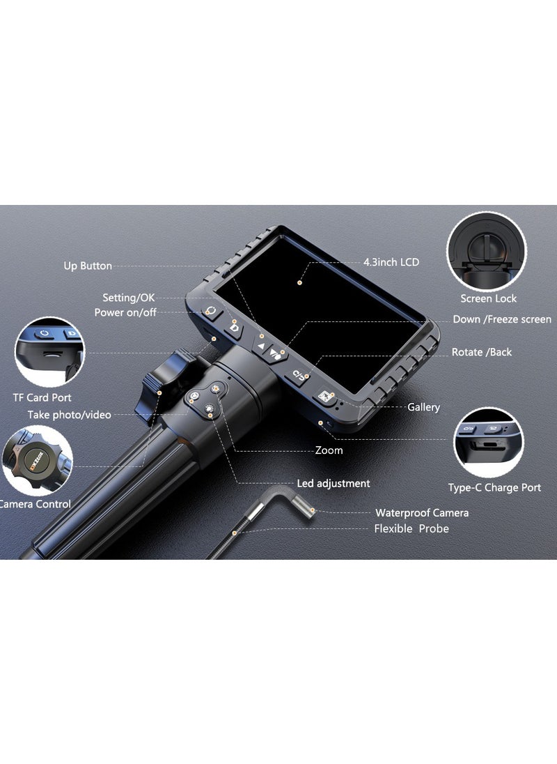 Generic - Industrial Endoscope 1080P Digital  Articulating Borescope IP67 Waterproof Snake Scope Camera - Image 1