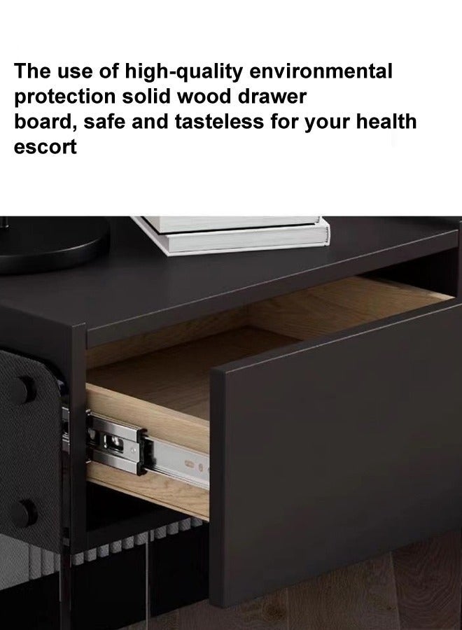 فاشون هوم طاولة سرير جانبية بتصميم عصري بسيط مع طاولة جانبية وطاولة جانبية مزودة بمصباح ليلي حثي وطاولة نهائية لغرفة النوم وغرفة المعيشة 50 × 40 × 47.5 سم - Image 5