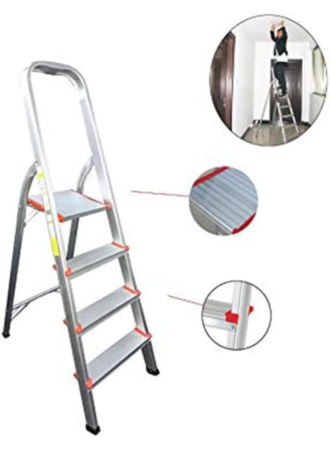upspirit 4-Step Aluminum Folding Ladder, Double-Sided Step Stool with Non-Slip Steps,Silver - Image 2