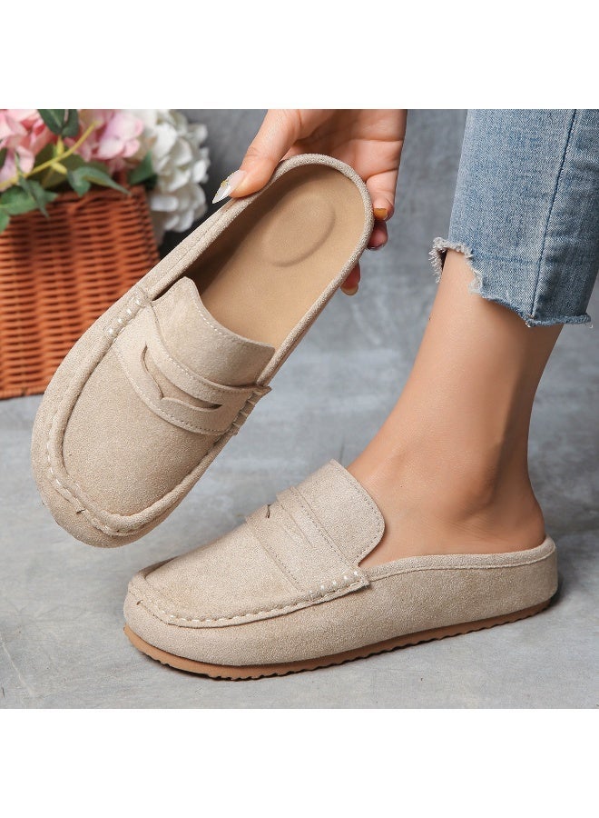 Women’s Suede Loafer Mules, Slip‑On Backless Penny Loafers, Soft Comfortable Flat Casual Shoes, Plus Size 36‑43 for Daily Home Office Travel - Image 1