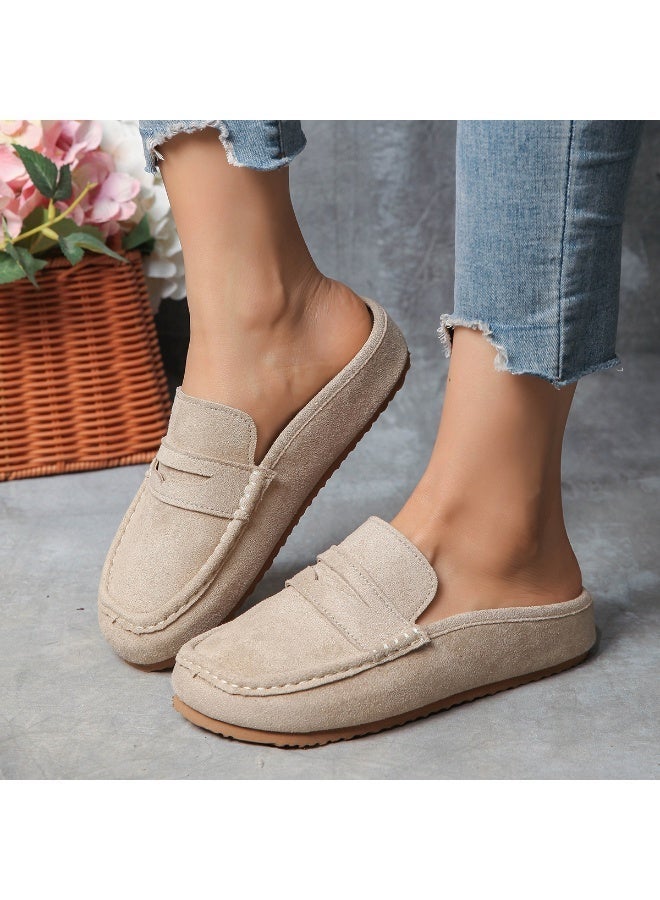 Women’s Suede Loafer Mules, Slip‑On Backless Penny Loafers, Soft Comfortable Flat Casual Shoes, Plus Size 36‑43 for Daily Home Office Travel - Image 4